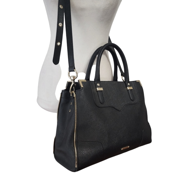 Rebecca Minkoff Black Natural Black Leather Exposed Zipper Amorous Satchel - Picture 10 of 12